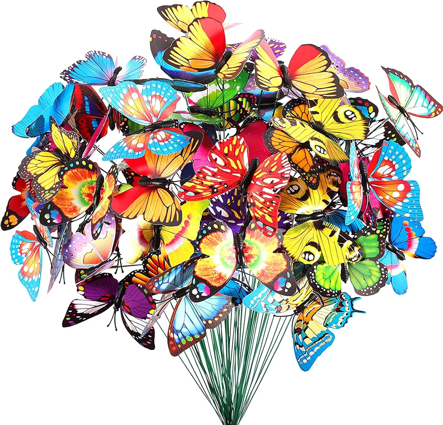 60 Pzas Decoraciones Jardín Mariposas Estacas PVC 11.2pulg