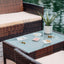 Set 4 Pzas Muebles Mimbre Patio Silla Mesa Cristal Marrón