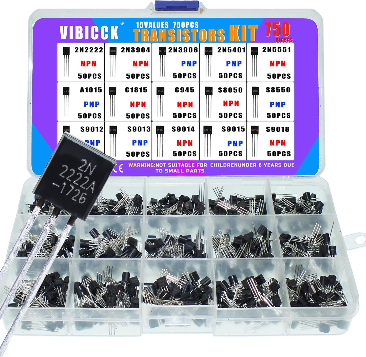 Kit 750pcs transistores TO92 PNP NPN uso general
