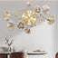 Reloj pared silencioso 3D diseño ginkgo metal 32x18pulg