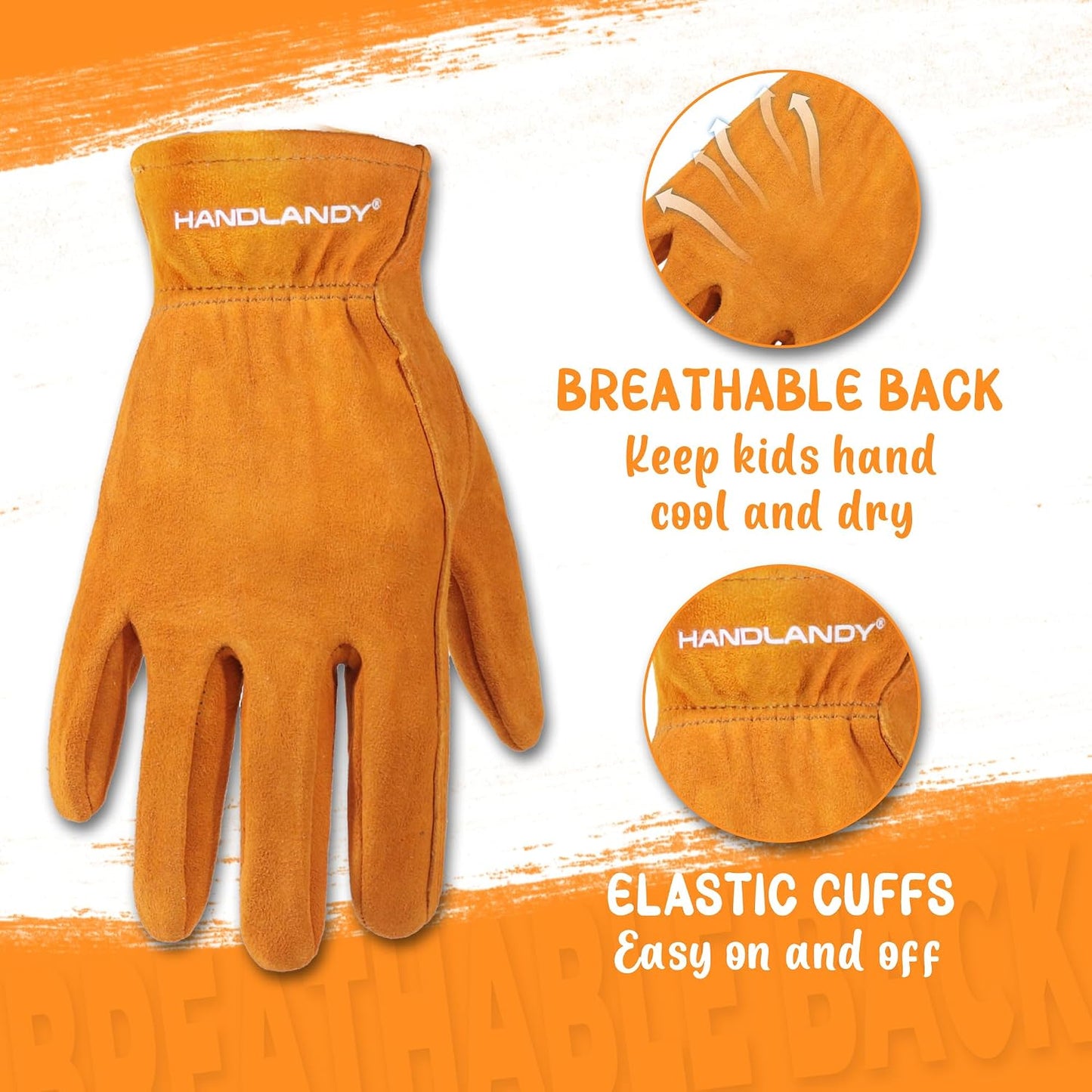 Guantes jardinería niños cuero para niños 2-11 años