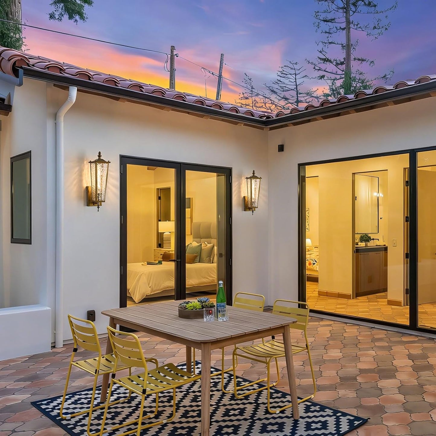 Aplique pared exterior dorado vintage E26 impermeable