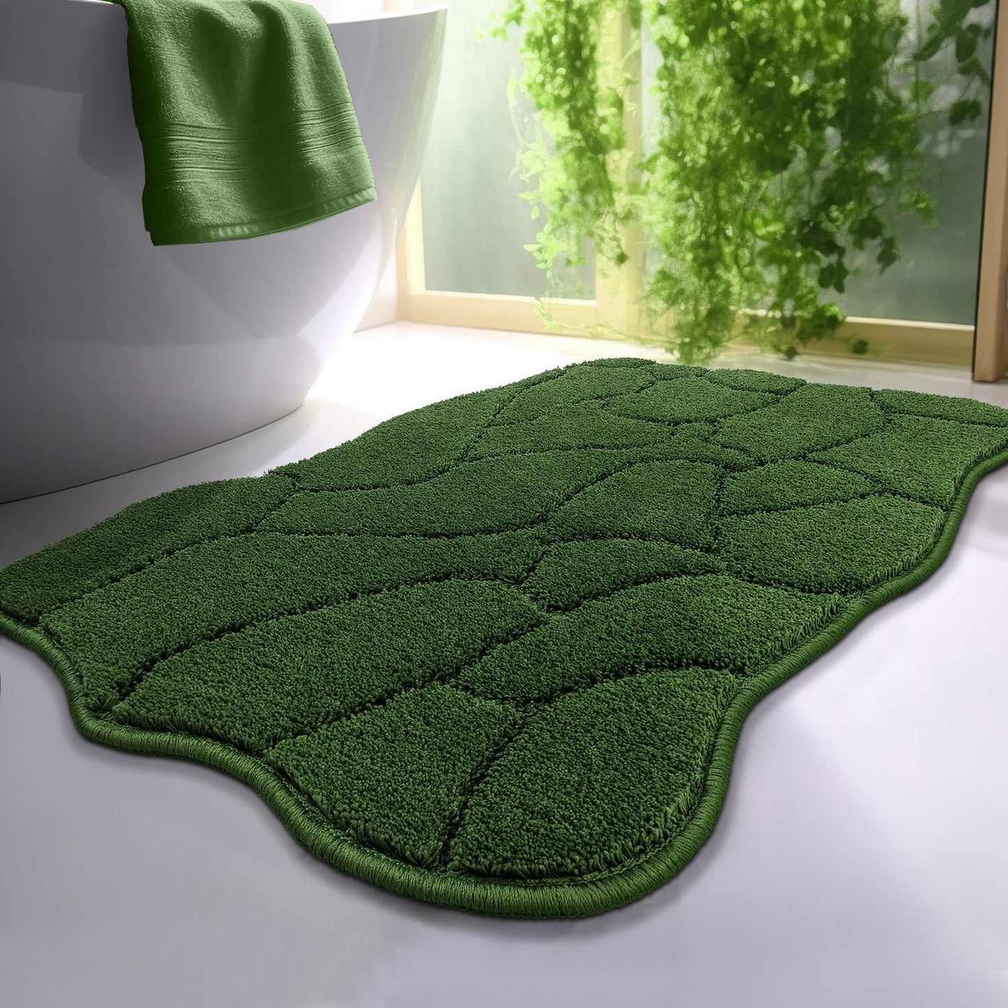 Tapete baño antiderrap microfibra 32x20" verde