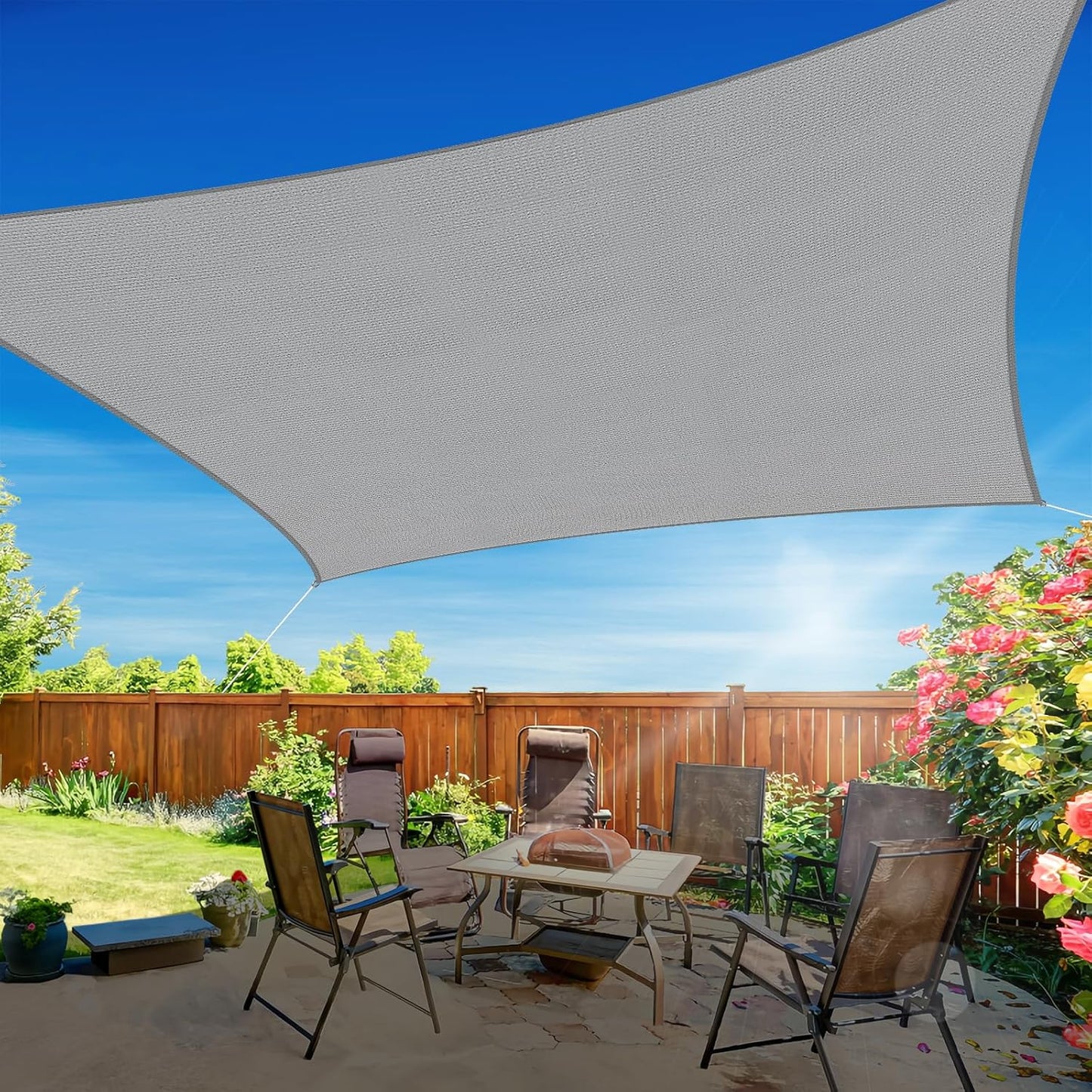 Toldo parasol 10x13ft UV resistente patio jardín terraza gris