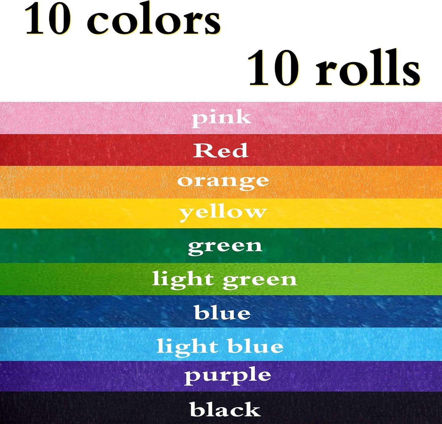 10 Cintas Adhesivas Colores 1pulg x 13yd Arcoíris
