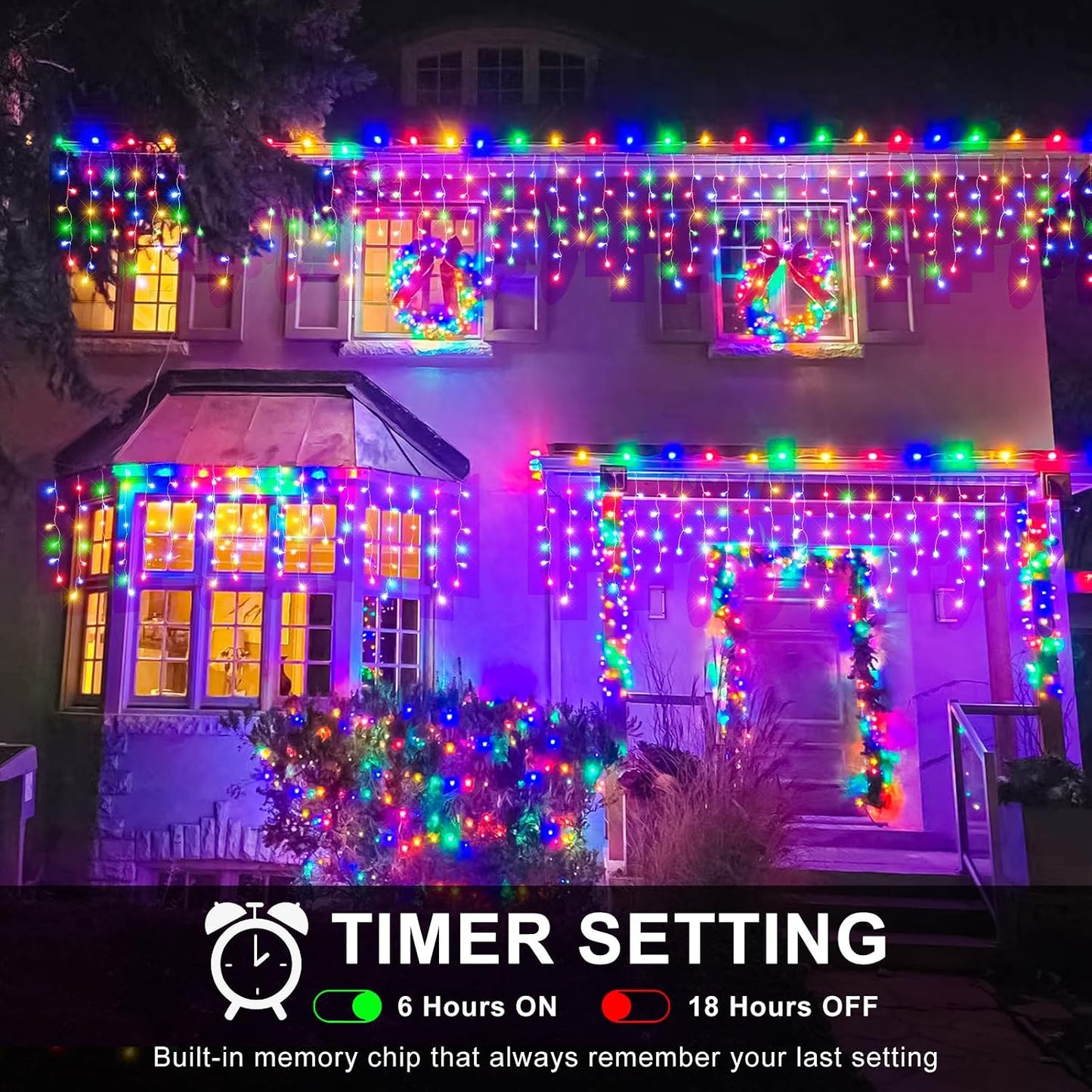 Luces carámbano exterior 33ft 400 LED 8 modos