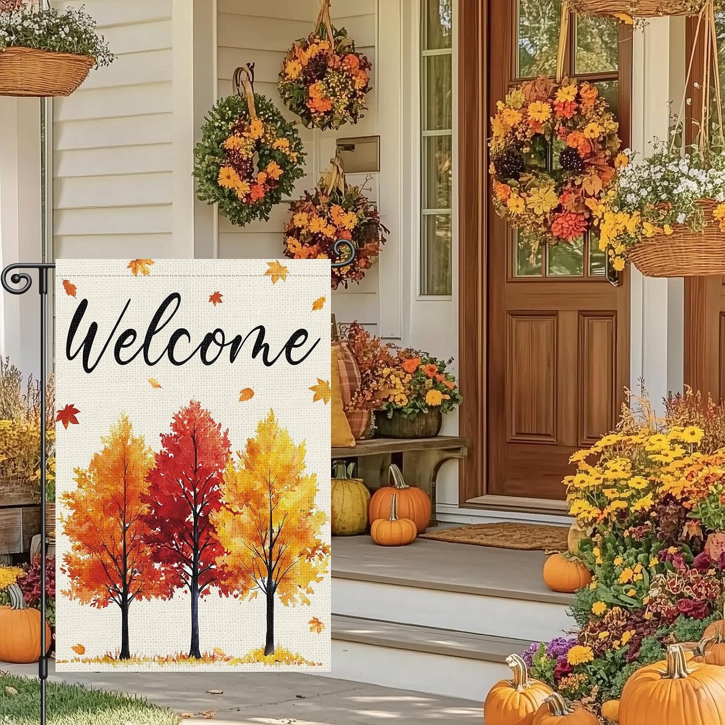 Bandera otoño doble cara 12x18pulg decoración patio