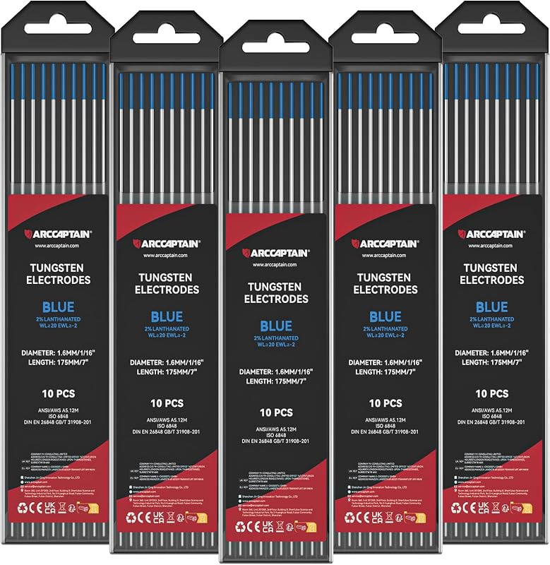 Electrodo TIG tungsteno azul 2% lantanado 1/16x7" 10 pzas