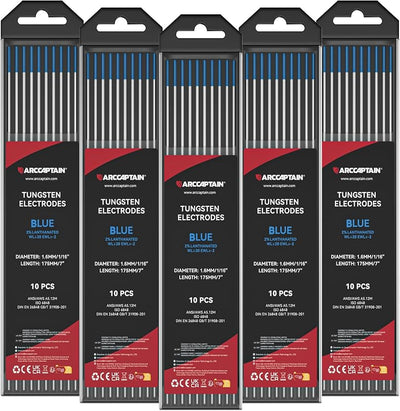Electrodo TIG tungsteno azul 2% lantanado 1/16x7" 10 pzas