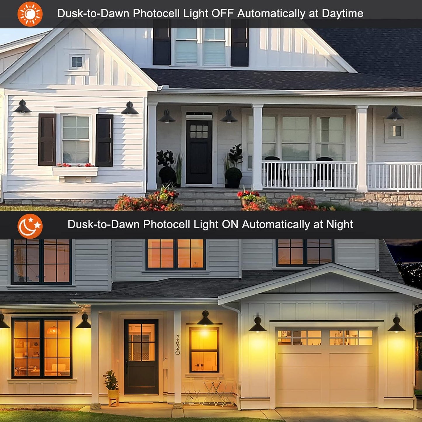 Aplique pared sensor anochecer exterior negro mate