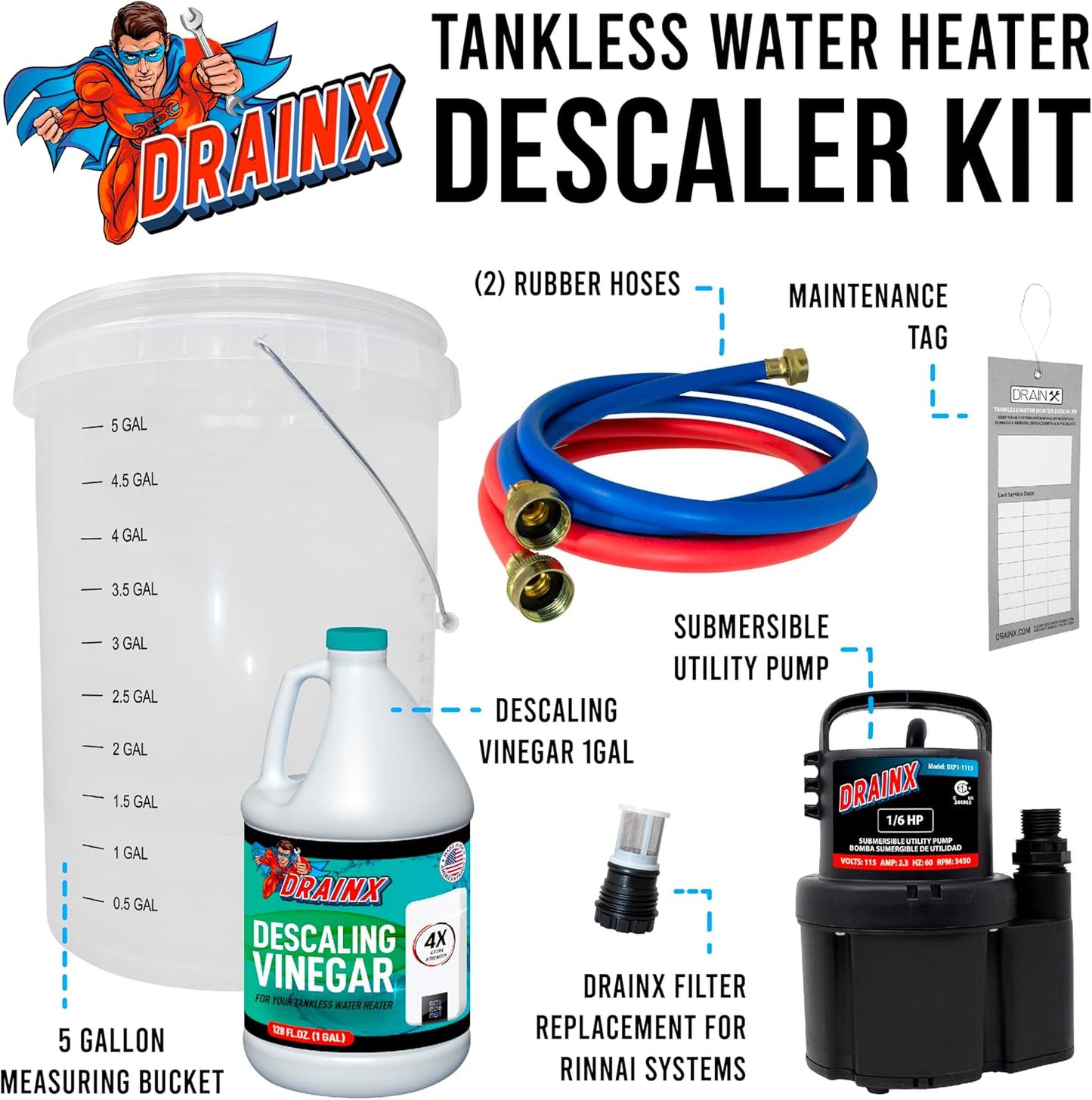 Kit descarga calentador agua bomba filtro Rinnai