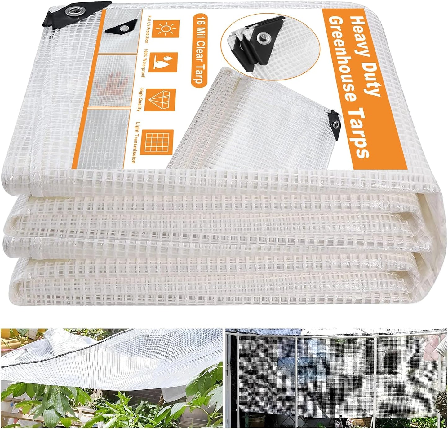 Lona transparente polietileno 16x20 resiste UV invernadero