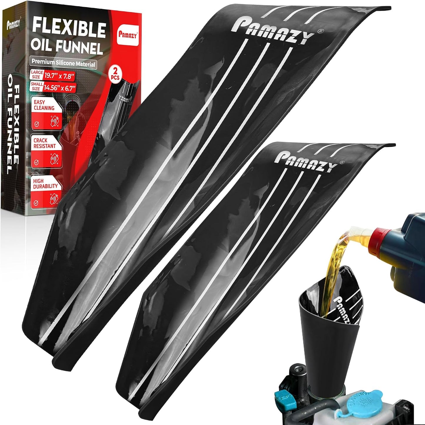 2 Embudos Silicona Reutilizables Drenaje Aceite Plegables