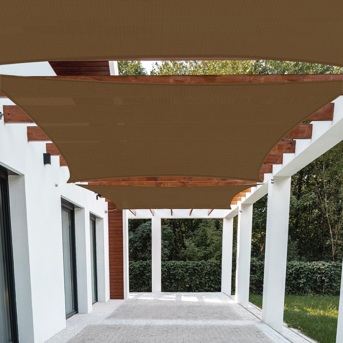 Toldo parasol rectangular 10x12ft resistente jardín marrón