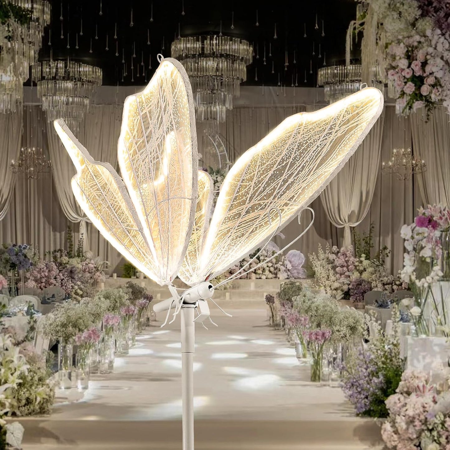Lámpara de pie mariposa LED ajustable 60cm doble uso