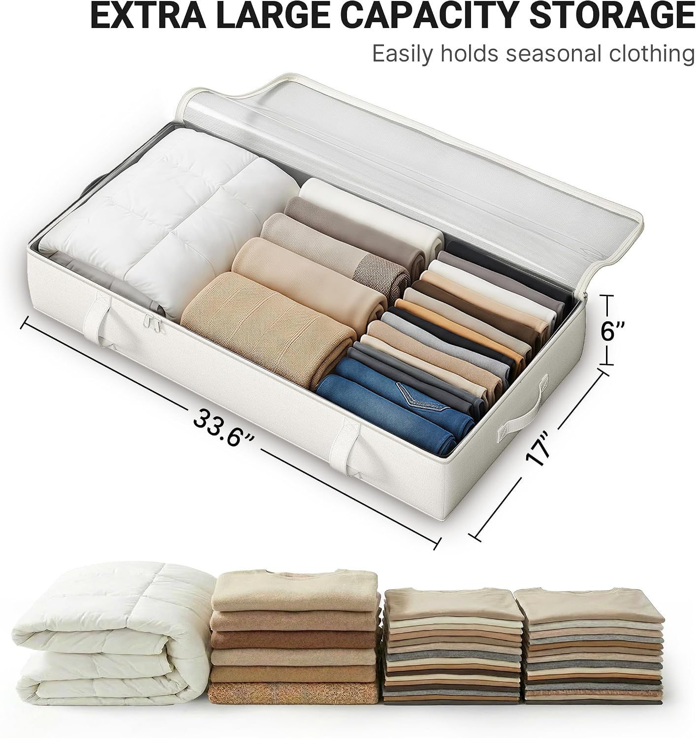 Pack 2 Organizadores Bajo Cama 6pulg Beige con Asas