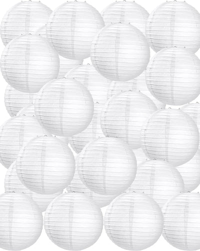90 Faroles Papel Blanco para Decorar Hogar y Exterior 10pulg