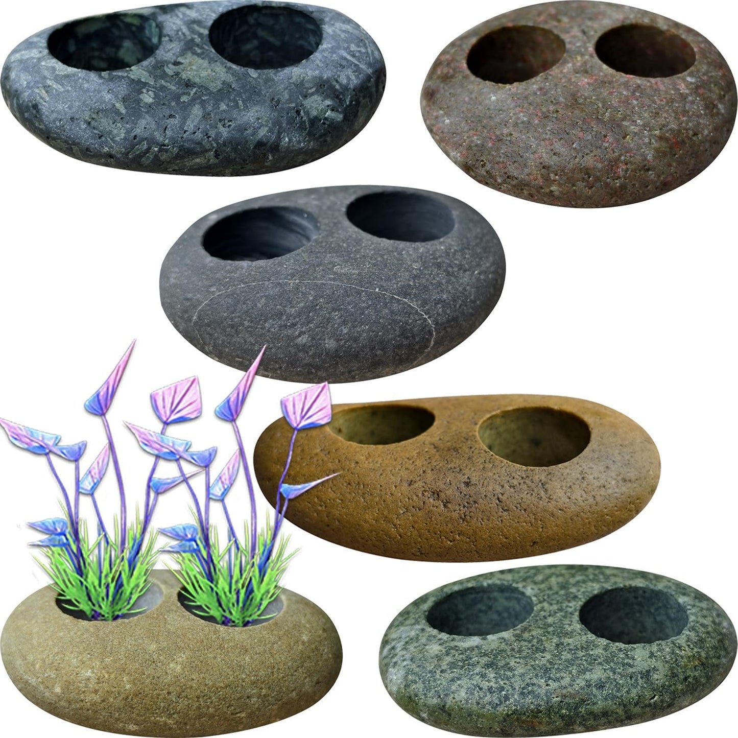 Pesas piedra natural acuario anclajes guijarros 6 pzas 0.8pulg