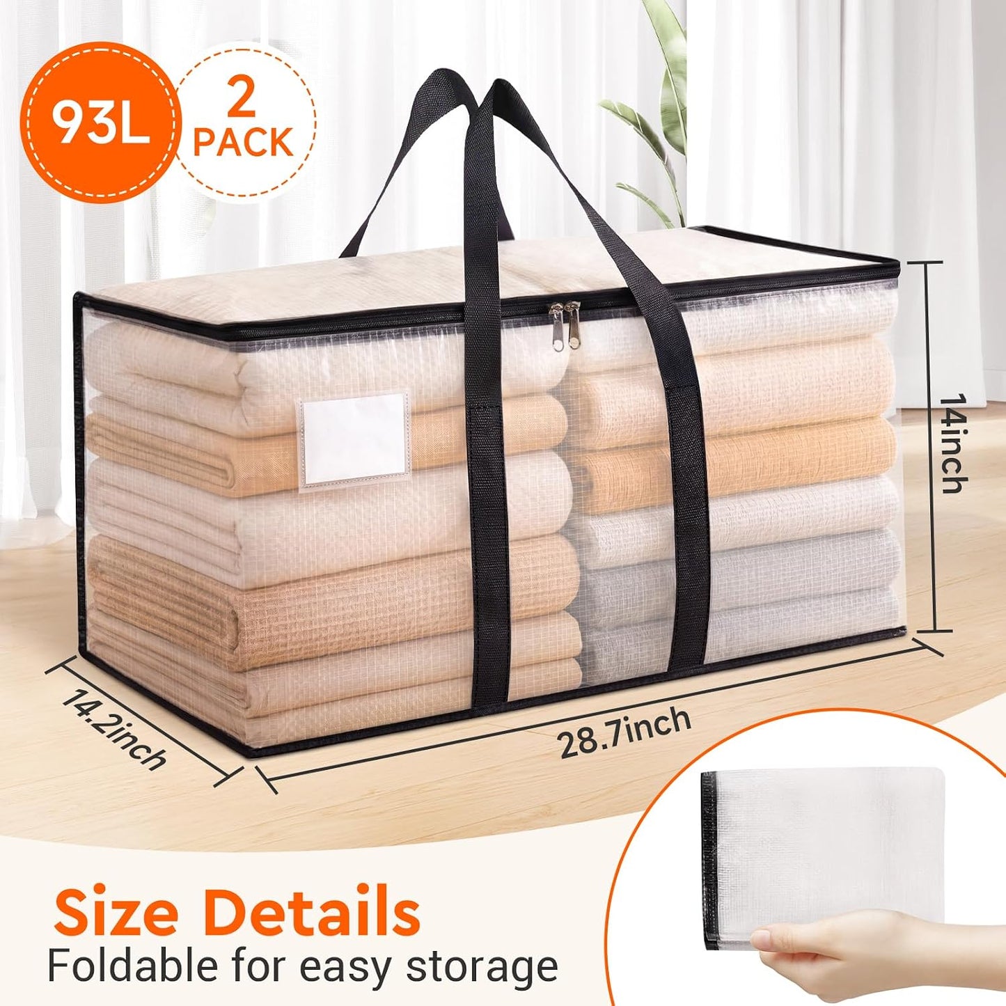 2 bolsas mudanza transparentes 93l asas reforzadas