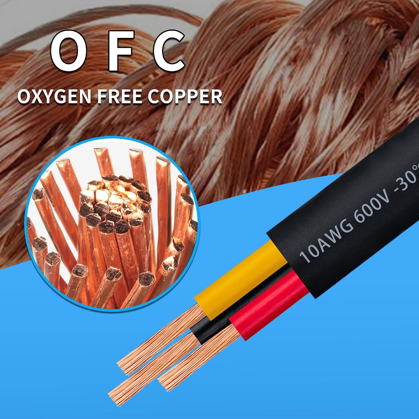 Cable eléctrico 10/3 16ft 600V para motor luces