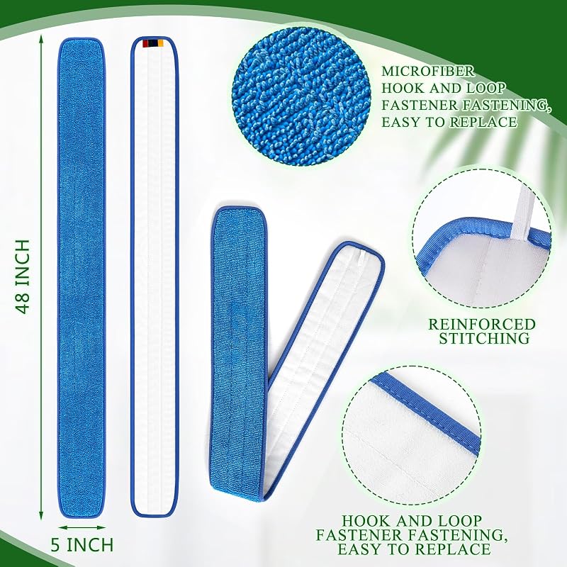 3 Almohadillas Microfibra 48pulg Repuesto Trapeador Azul