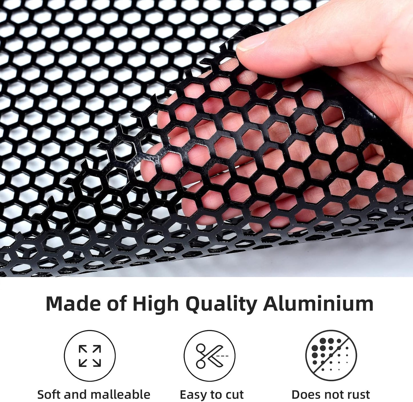 Malla universal parrilla auto 40x13" aluminio 6mm 2mm negro