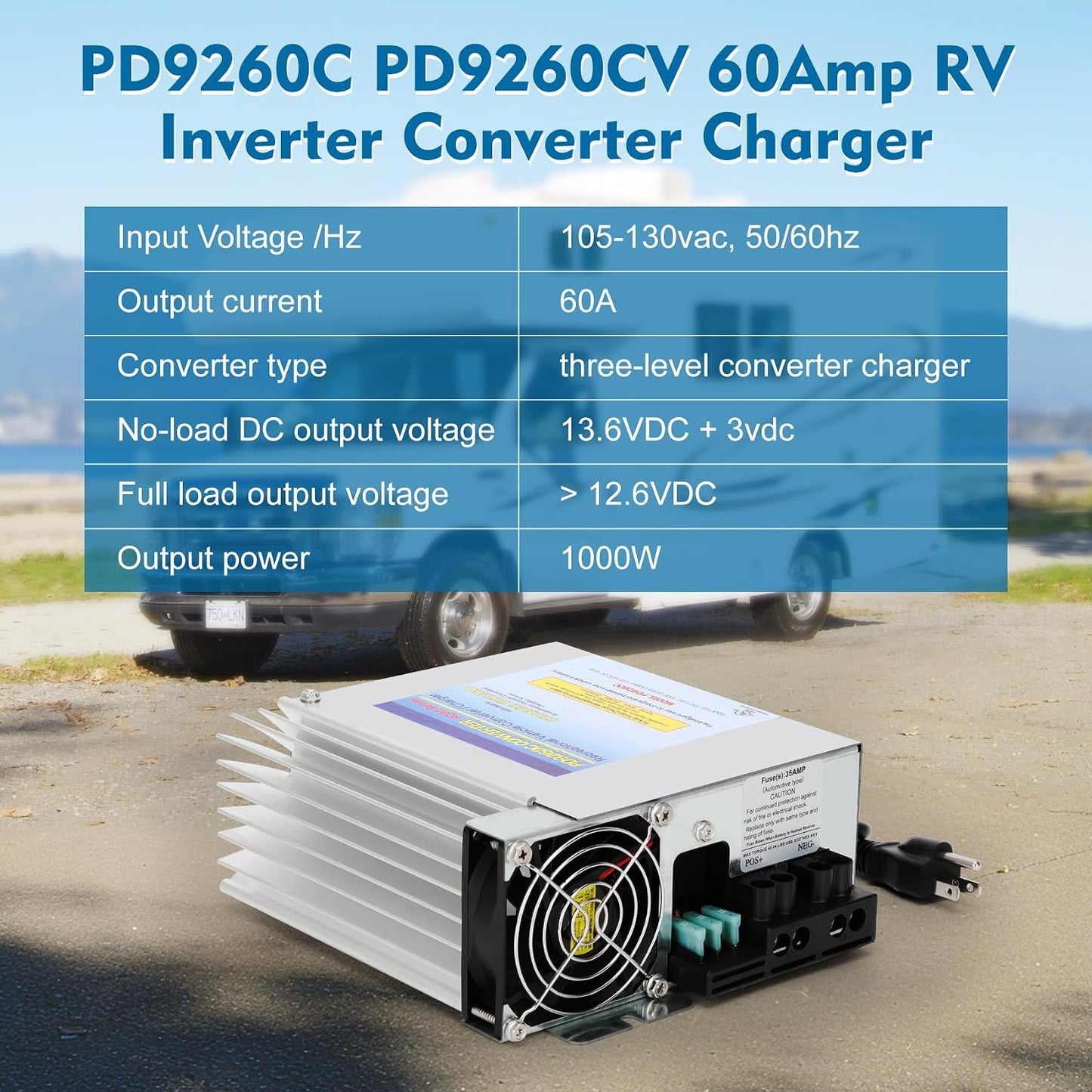 Cargador inversor RV 60A para baterías plomo ácido
