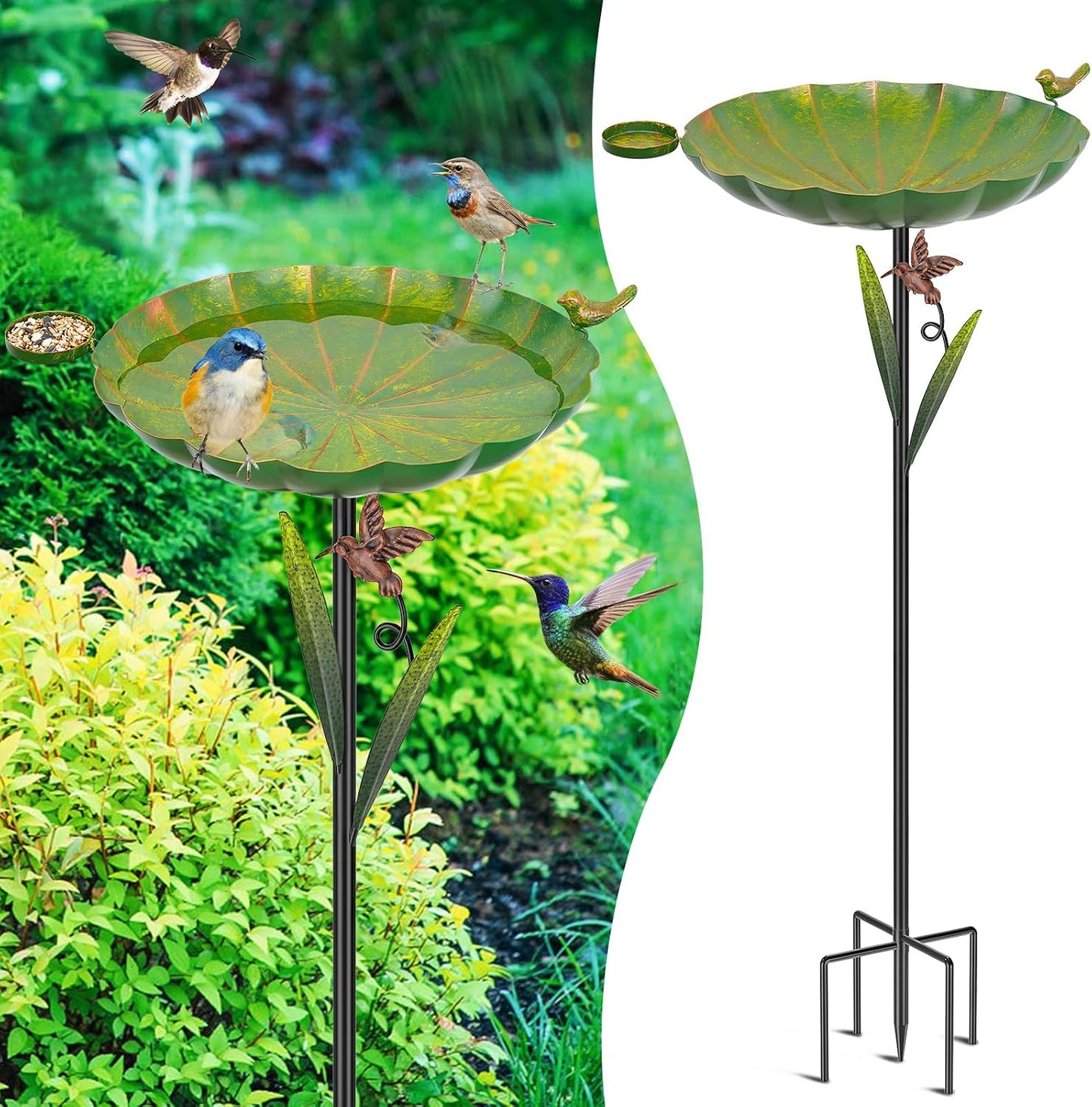 Baño pájaros exterior cuenco 41.5" acero duradero