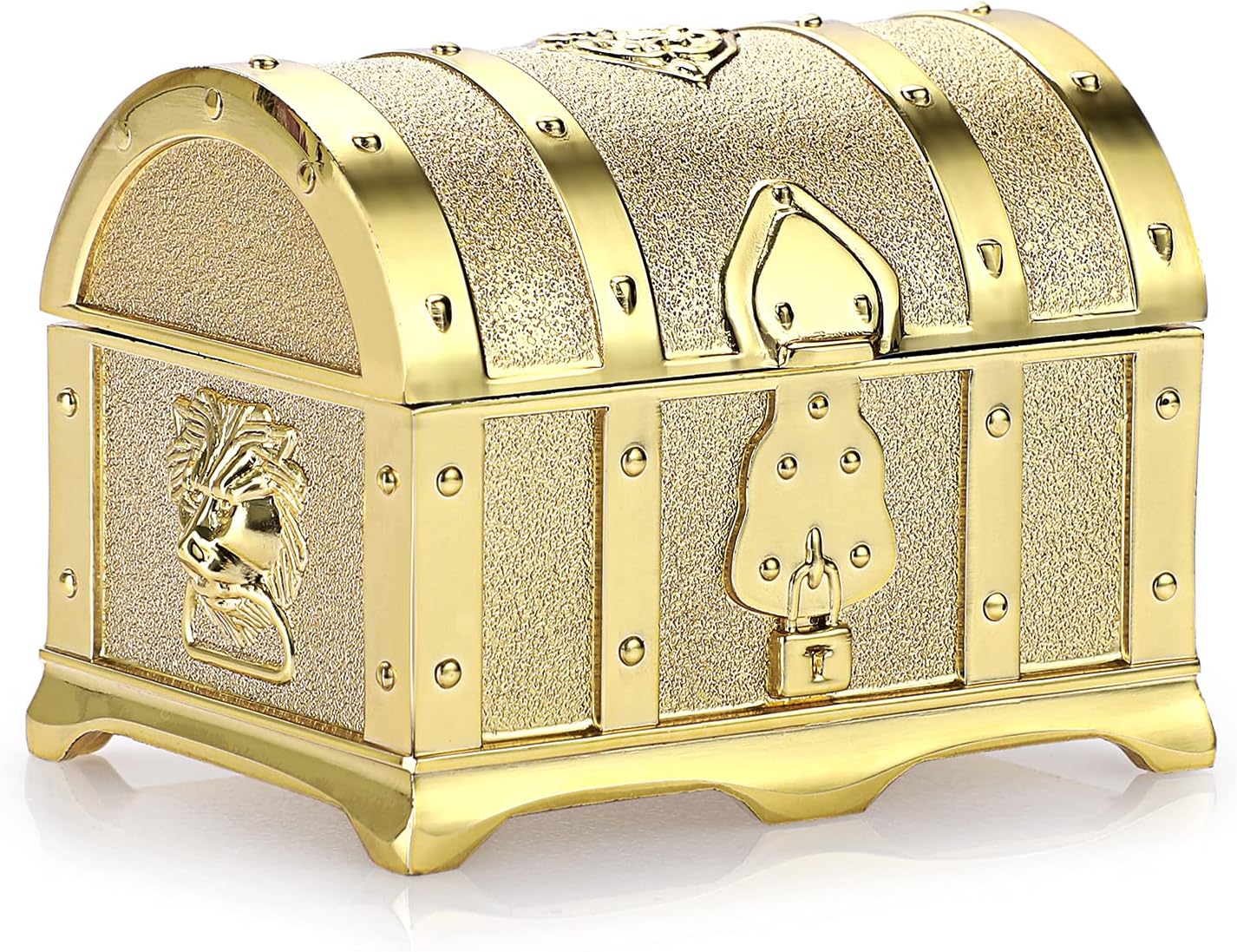 Caja joyería vintage metal grabado oro para anillos