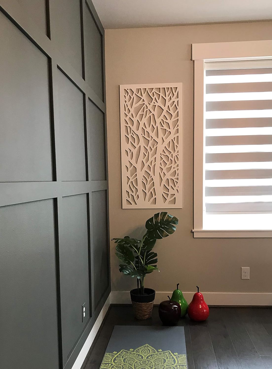 Panel decorativo pared 48x24pulg PVC blanco valla privada