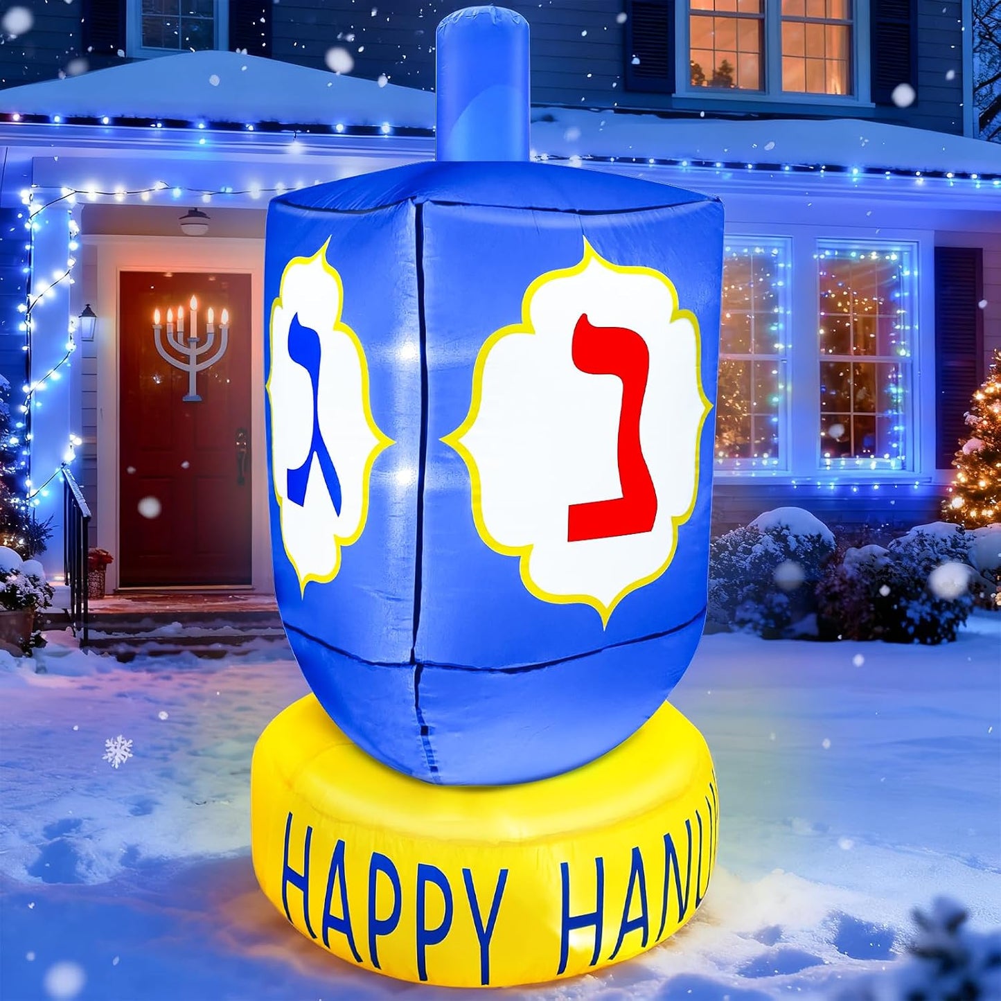 Decoración inflable Dreidel 1.2m con luces LED patio