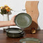 Set platos cerámica 8pulg resistentes arañazos verde
