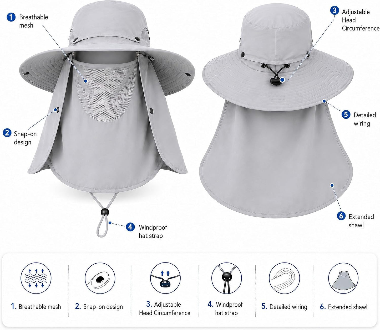 Sombrero sol unisex protección cara cuello jardín deportes