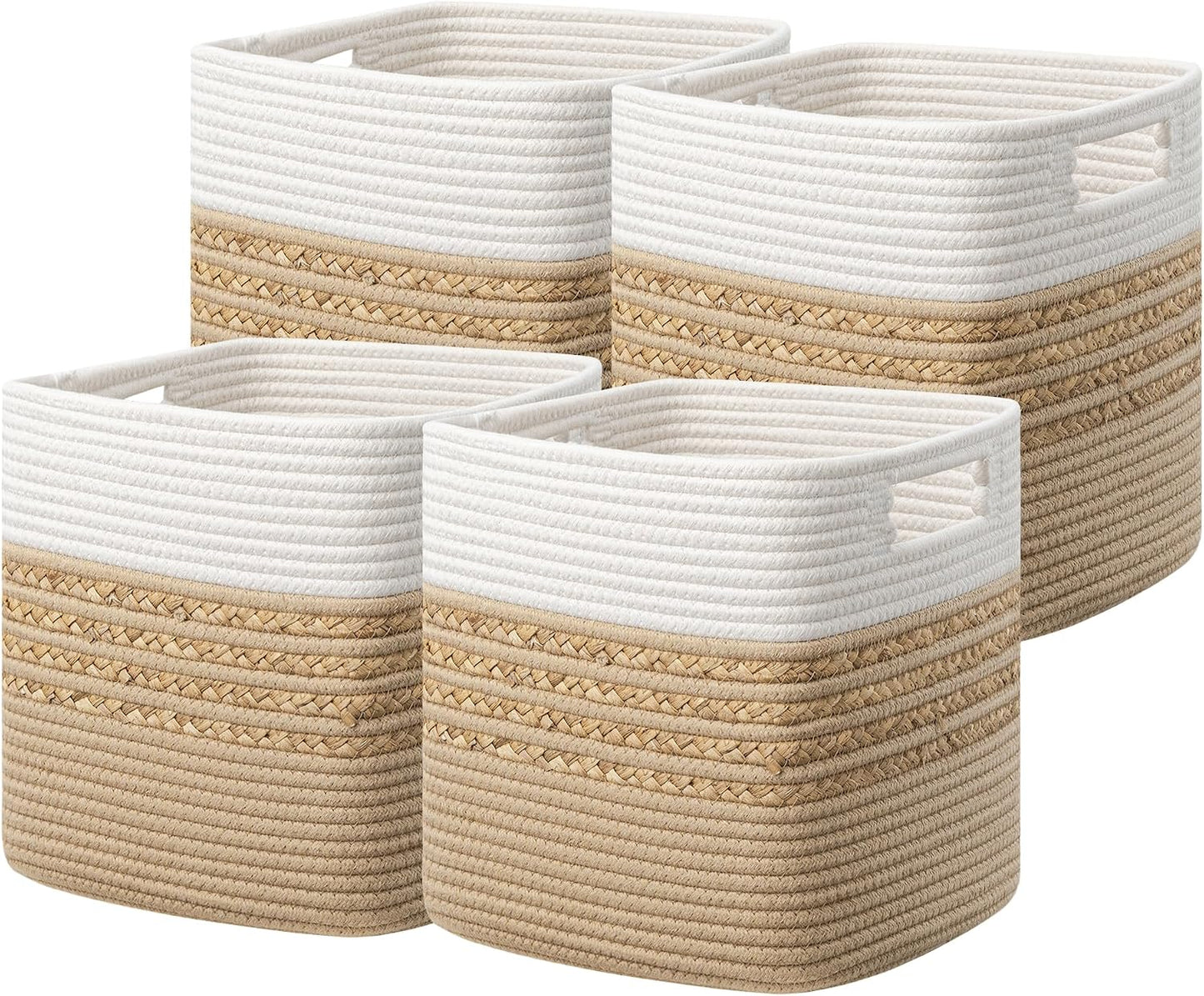 4 Cubos Almacenamiento 11x10.5" Jacinto Agua con Asas