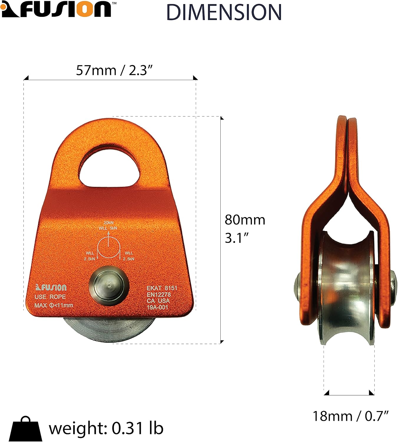 Polea de aluminio para tirolesa patio trasero