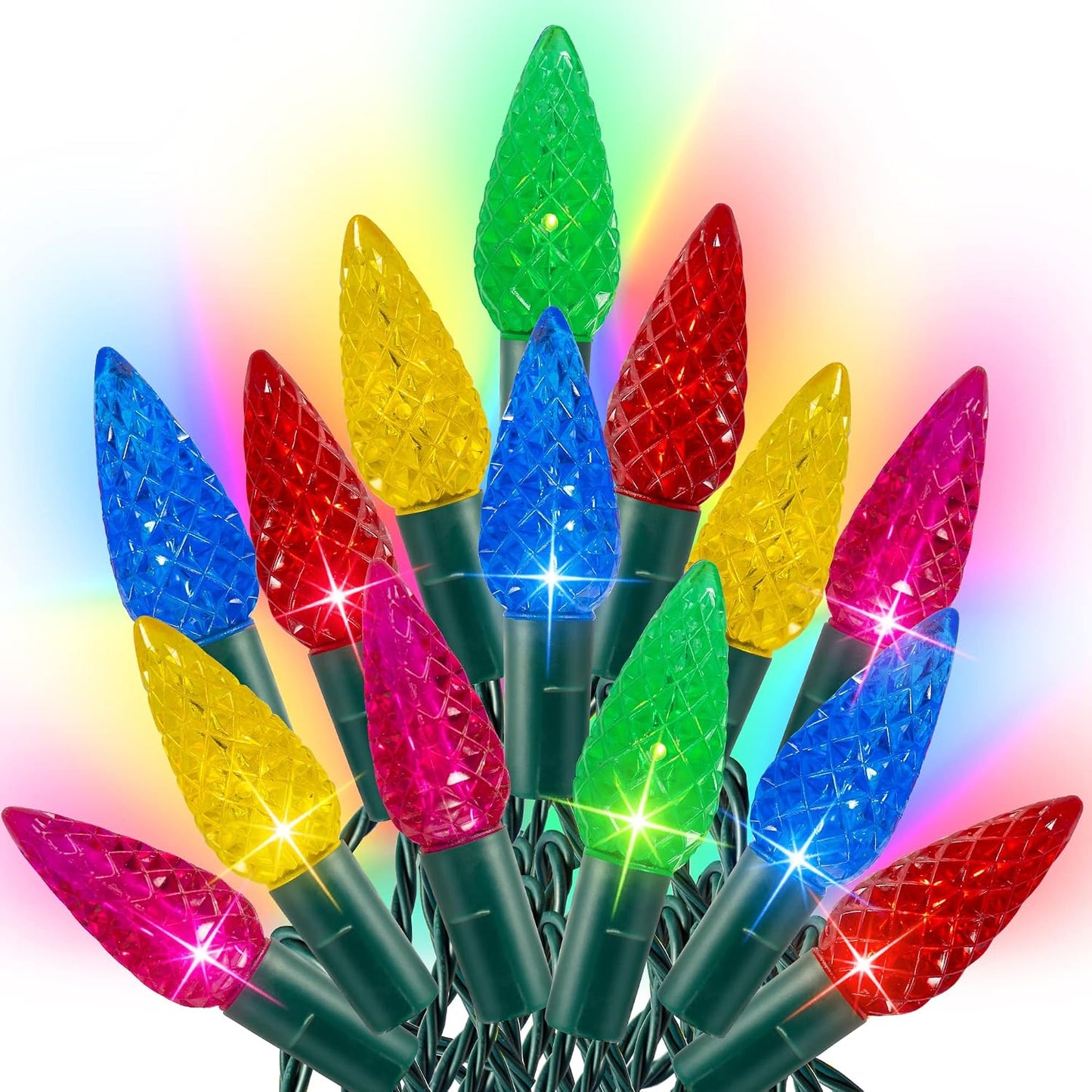 Guirnalda luces Navidad 100 LED 33ft cable verde