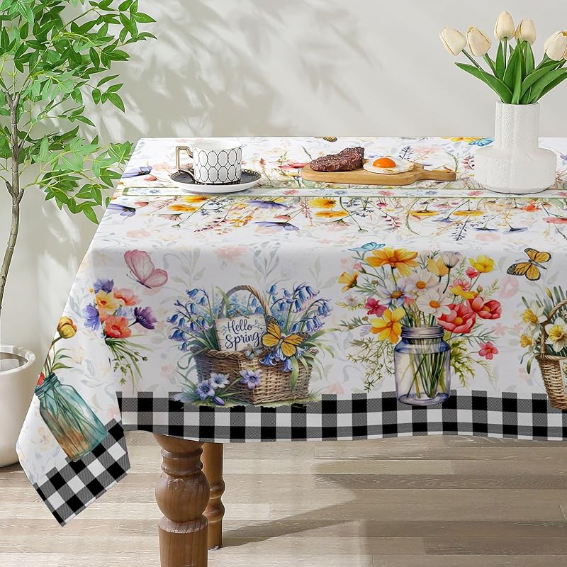 Mantel rectangular primavera 60x84pulg decoración floral hogar