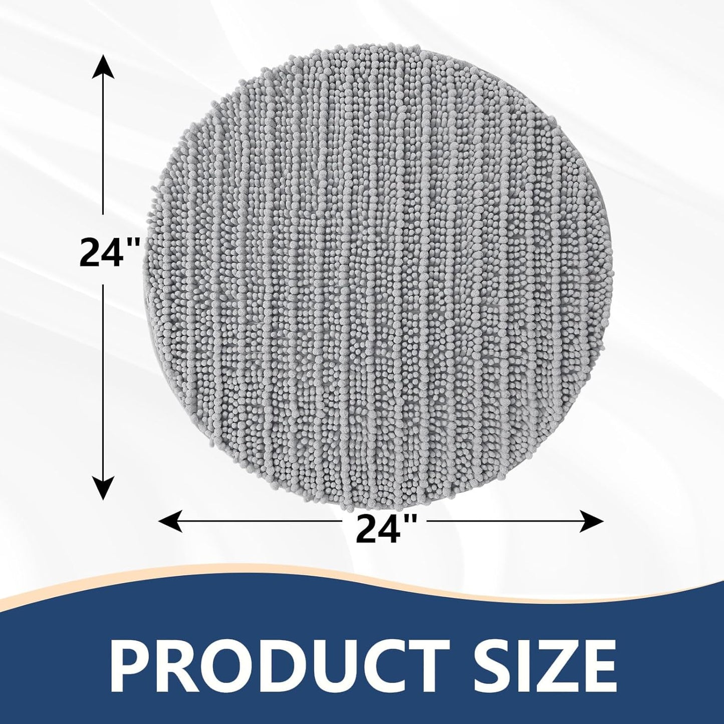 Alfombras baño redondas felpilla 24x24pulg antiderrap gris