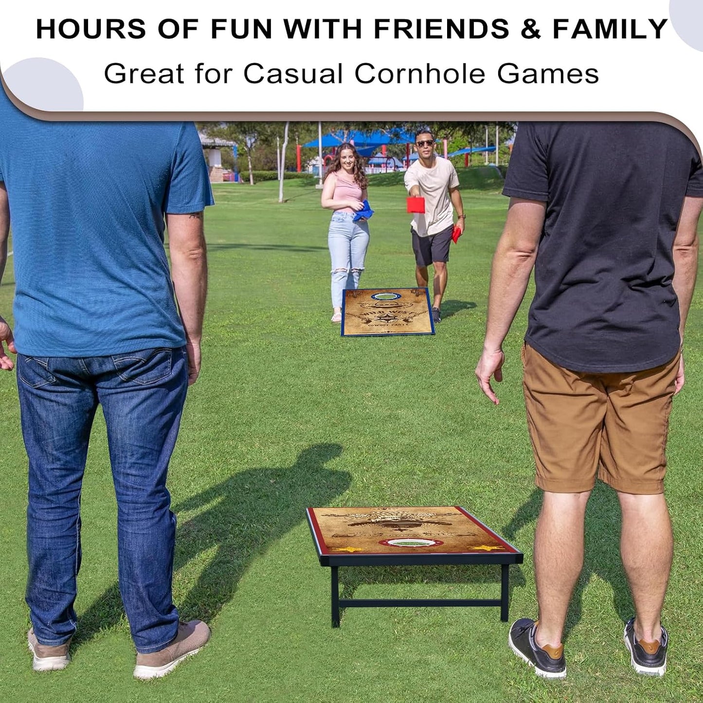 Set cornhole LED 4x2pies 8 bolsas frijoles patio