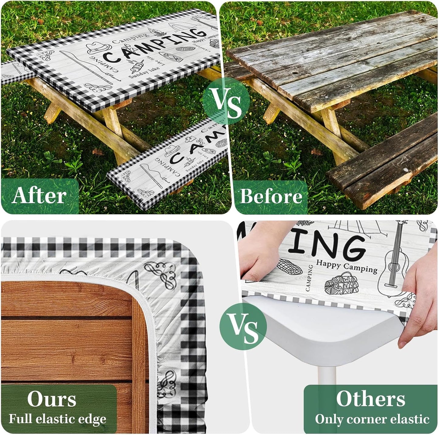 Funda mesa picnic con bancos elásticos 60" 3 Pzas