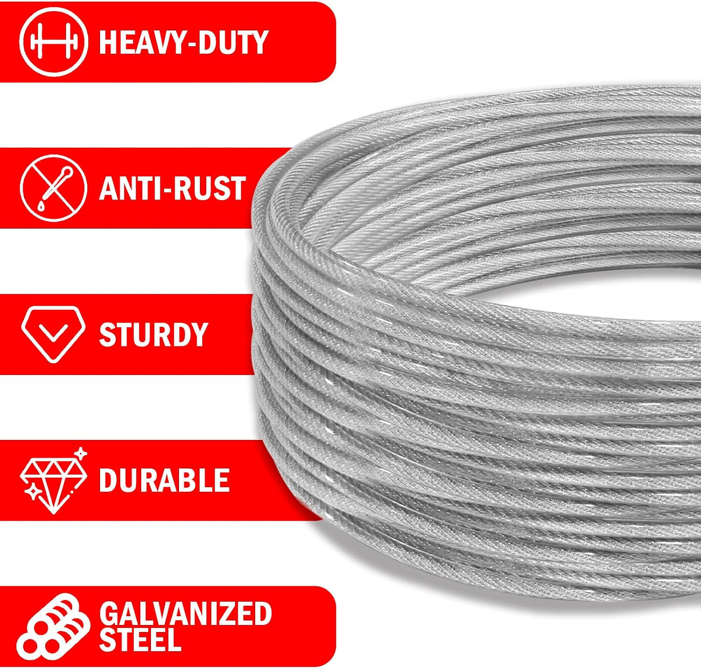 Línea ropa exterior 40ft alambre PVC plateado con ganchos