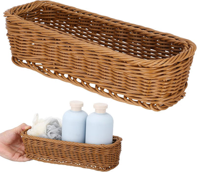 Cesta de almacenamiento tejida en café para frutas, condimentos y oficina