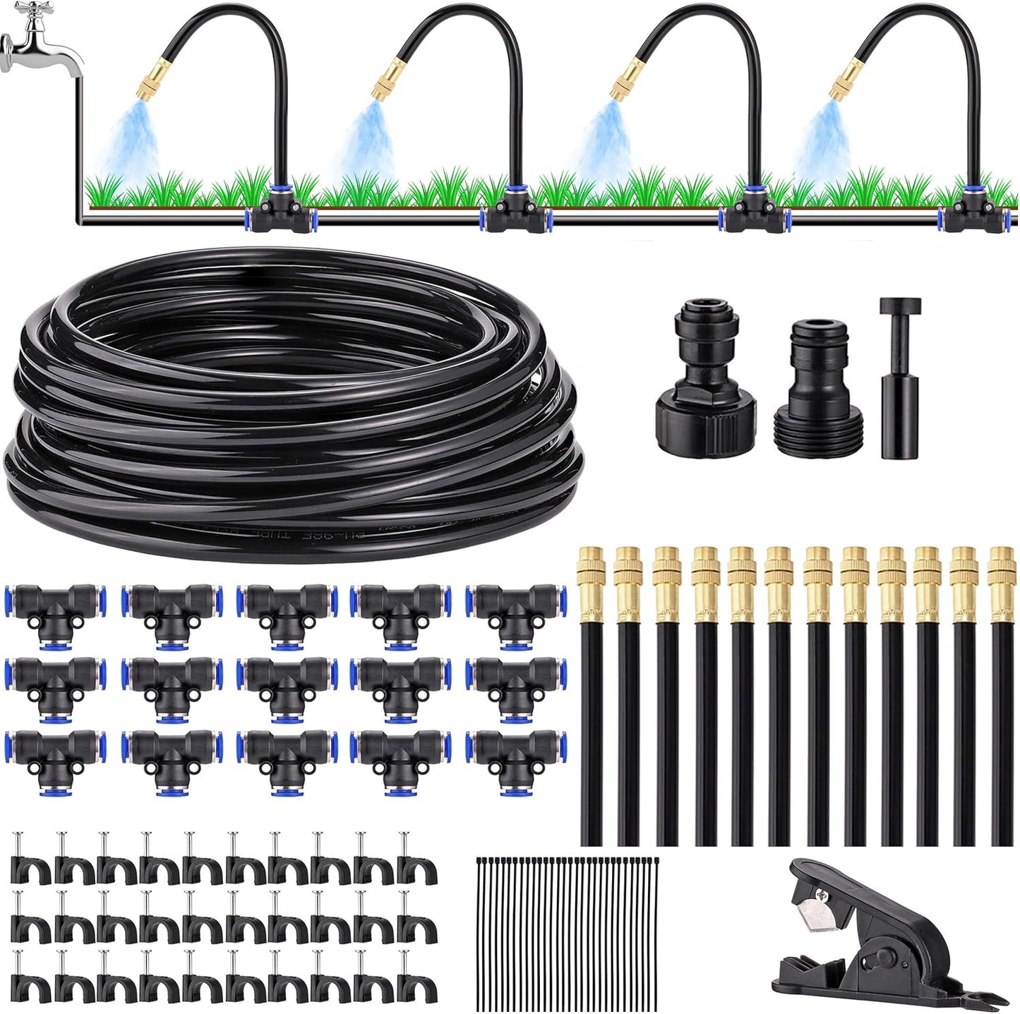 Kit riego goteo manguera 66pulg 20 boquillas