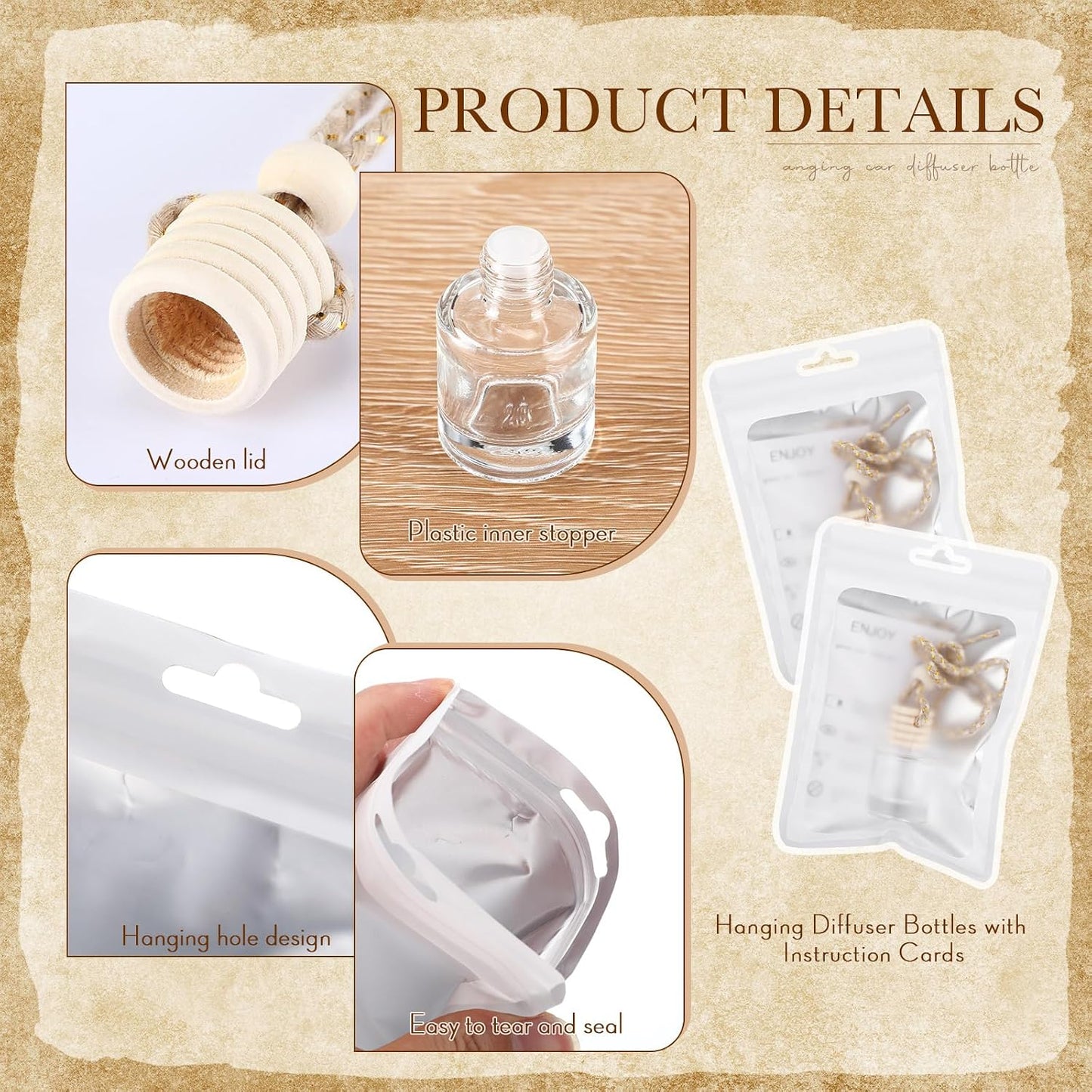 100 Set Botellas Difusoras Colgantes Auto 4x6"