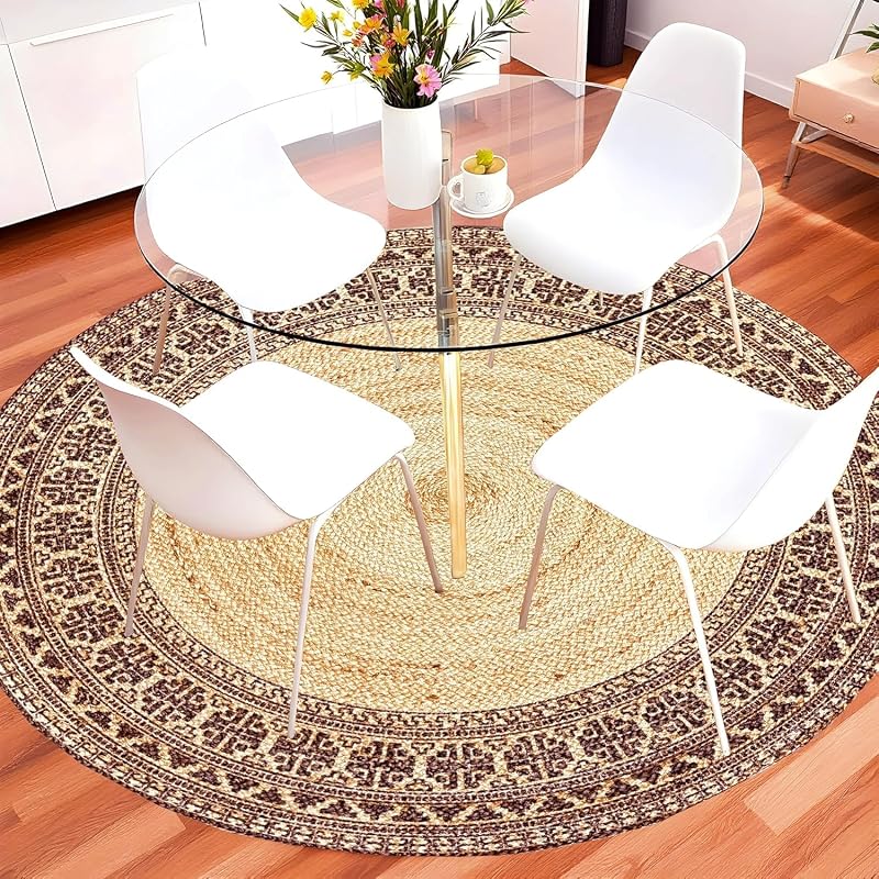 Alfombra yute trenzada redonda 4ft sala dormitorio