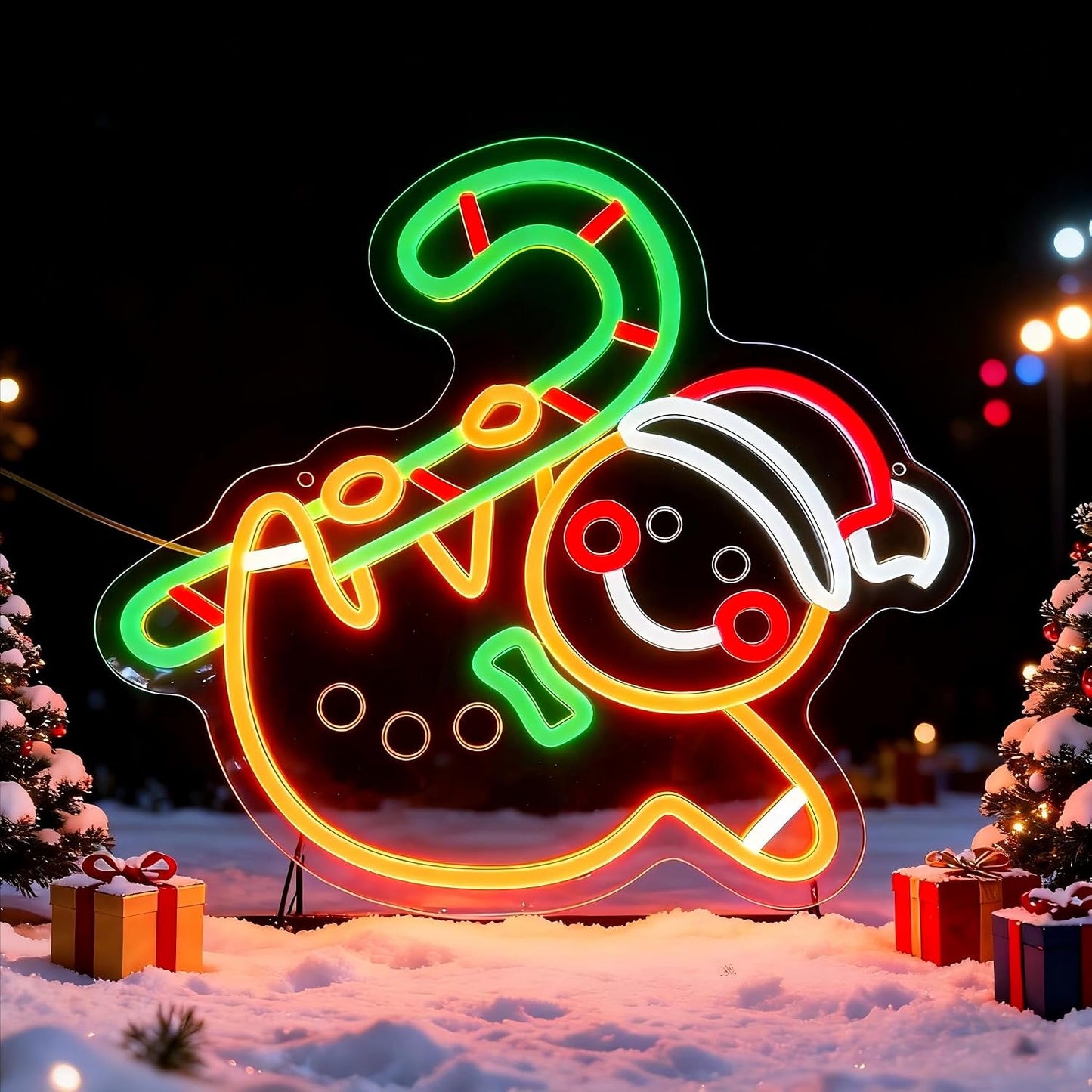 Letrero neón Led decoración navidad jengibre caramelo
