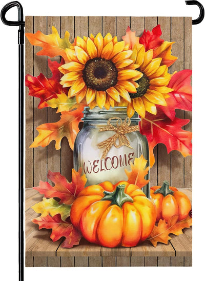 Banderas jardín otoño estampado girasoles calabaza y hojas arce