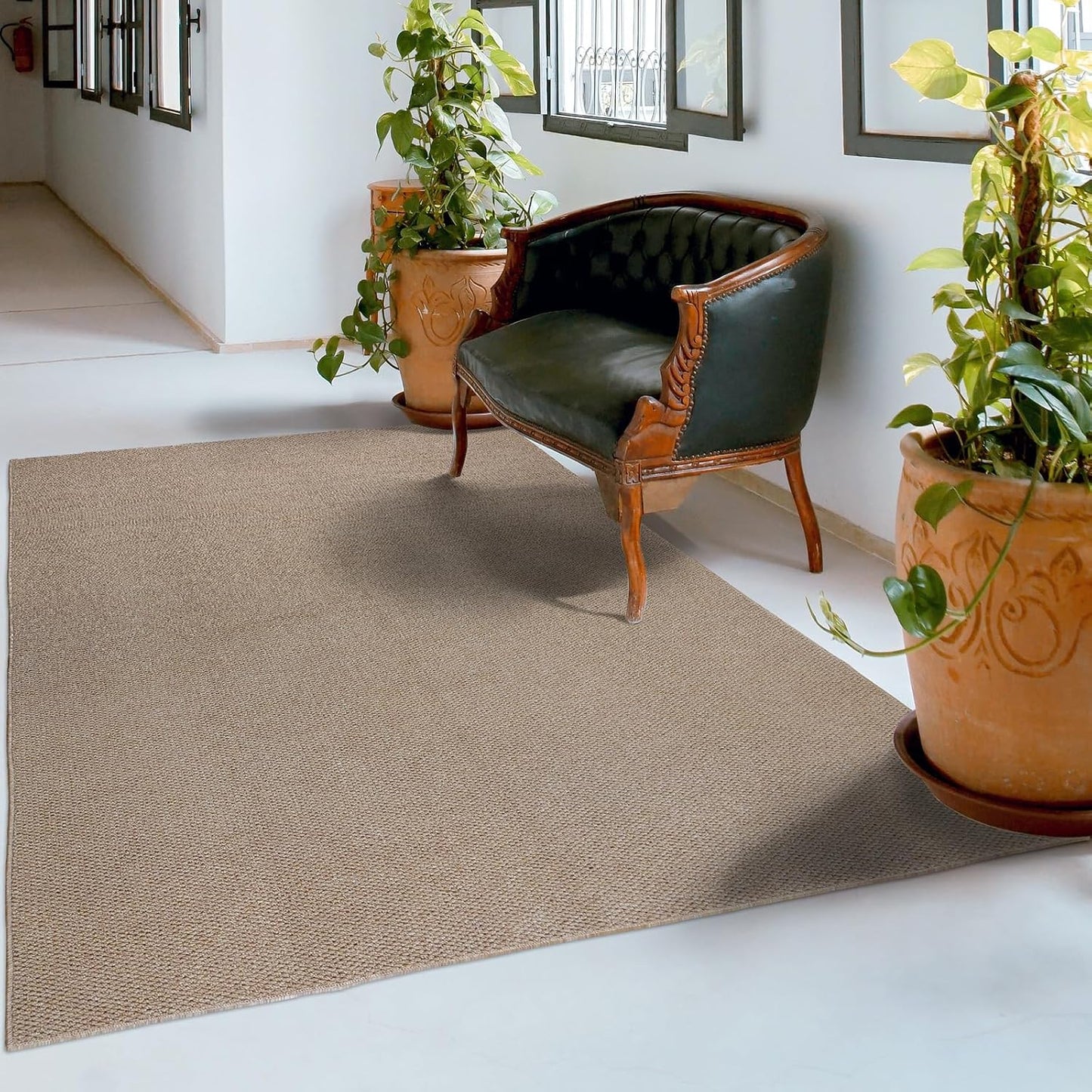 Alfombras lavables 5x7ft antiderrap sala dormitorio marrón