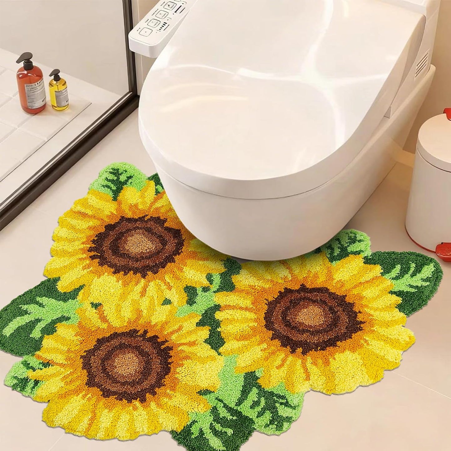 Alfombra baño felpa suave diseño floral U 27.5x27.5"