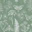 Papel tapiz botánico helecho verde 17.7x354" dormitorio baño